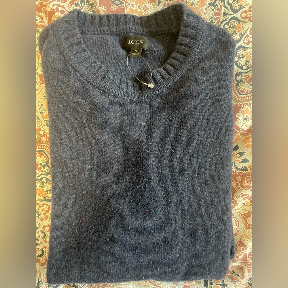 Wool Navy Speckled J Crew Sweater Mens Medium
